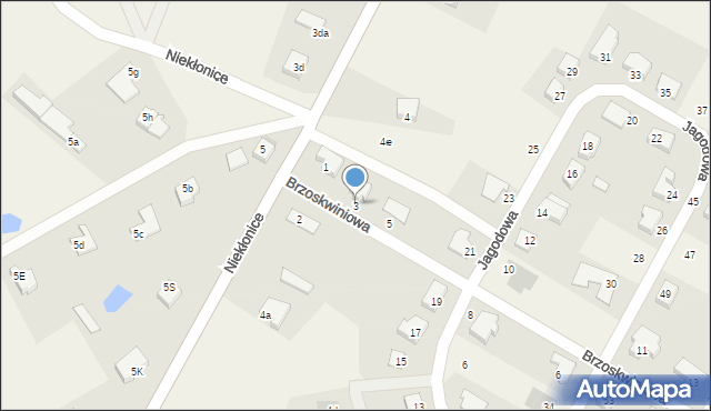 Niekłonice, Brzoskwiniowa, 3, mapa Niekłonice