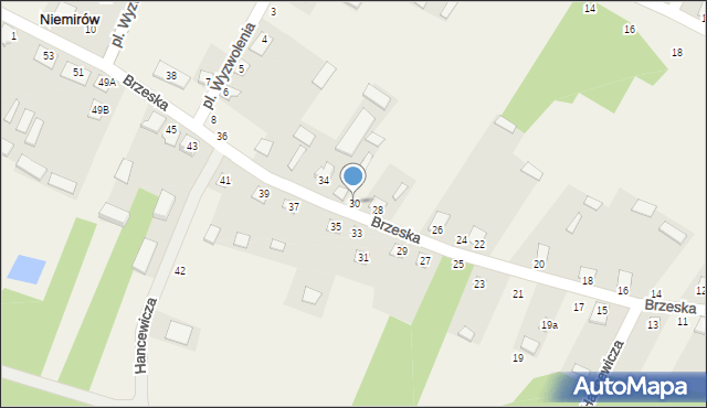 Niemirów, Brzeska, 30, mapa Niemirów