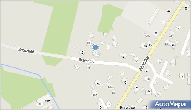 Niepołomice, Brzezinki, 8A, mapa Niepołomice