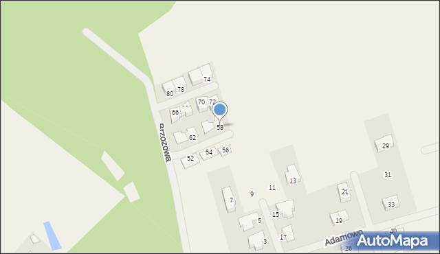 Nochowo, Brzozowa, 58, mapa Nochowo