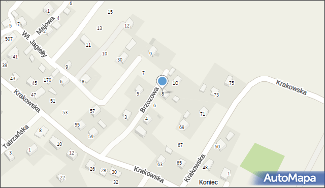 Nowa Góra, Brzozowa, 8, mapa Nowa Góra