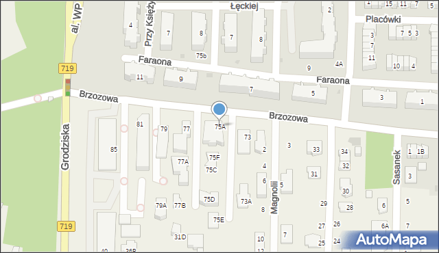 Nowa Wieś, Brzozowa, 75A, mapa Nowa Wieś