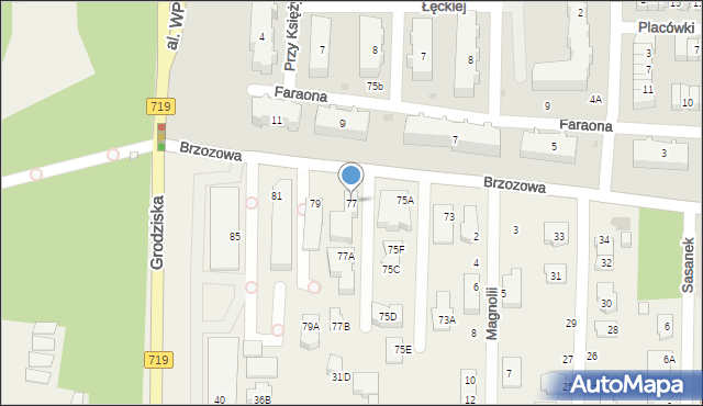 Nowa Wieś, Brzozowa, 77, mapa Nowa Wieś