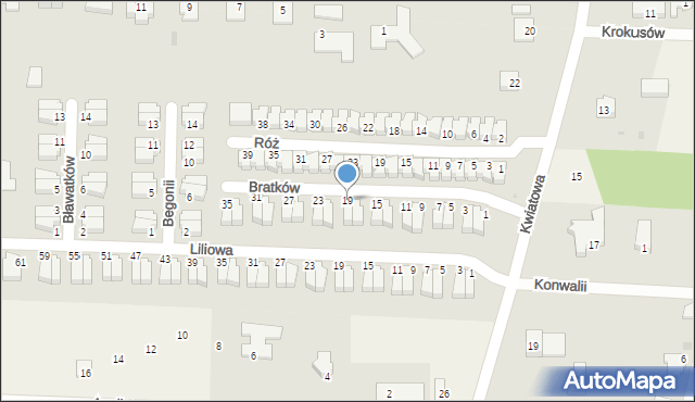 Nowe Bielice, Bratków, 19, mapa Nowe Bielice