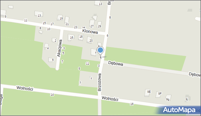 Nowe Miasto, Brzozowa, 5, mapa Nowe Miasto