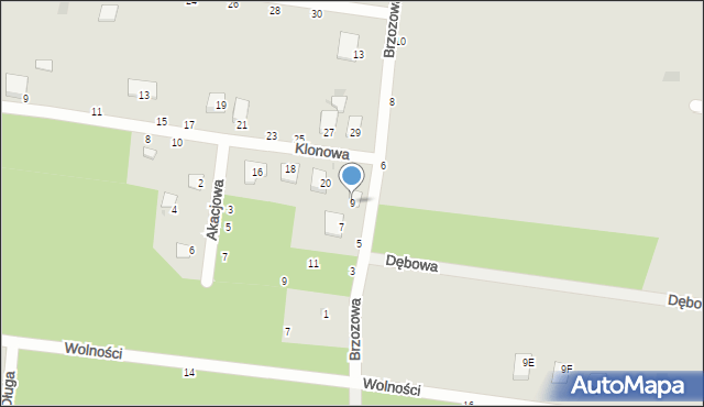Nowe Miasto, Brzozowa, 9, mapa Nowe Miasto