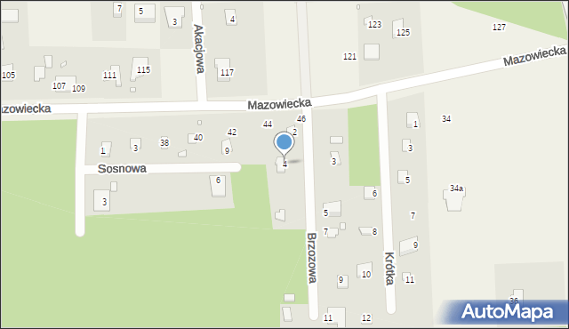 Nowe Racibory, Brzozowa, 4, mapa Nowe Racibory