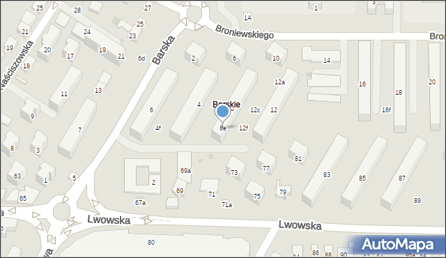 Nowy Sącz, Broniewskiego Władysława, 8e, mapa Nowego Sącza
