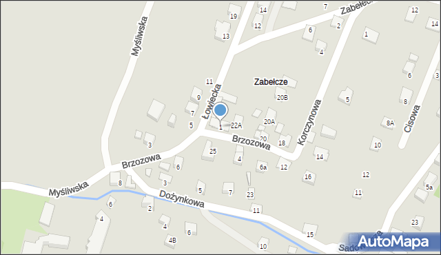 Nowy Sącz, Brzozowa, 1, mapa Nowego Sącza