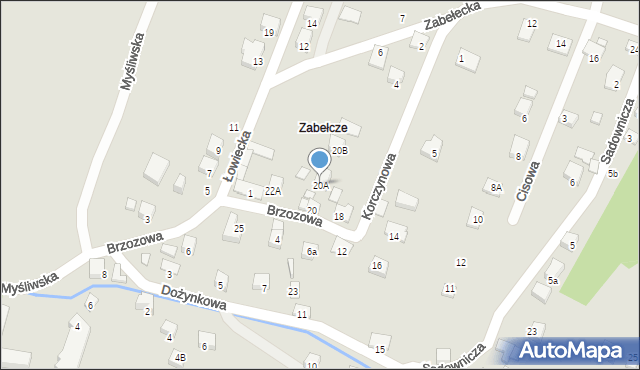 Nowy Sącz, Brzozowa, 20A, mapa Nowego Sącza