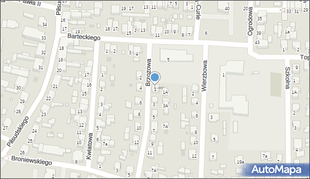 Nowy Tomyśl, Brzozowa, 1, mapa Nowy Tomyśl