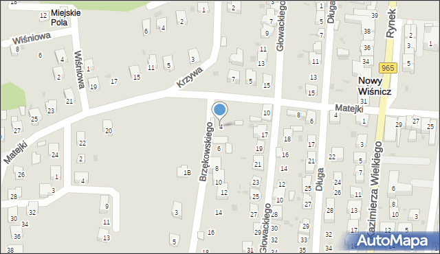Nowy Wiśnicz, Brzękowskiego Jana, 4, mapa Nowy Wiśnicz