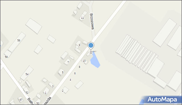 Objazda, Brzozowa, 12, mapa Objazda