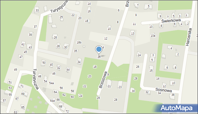 Ocypel, Brzozowa, 16, mapa Ocypel