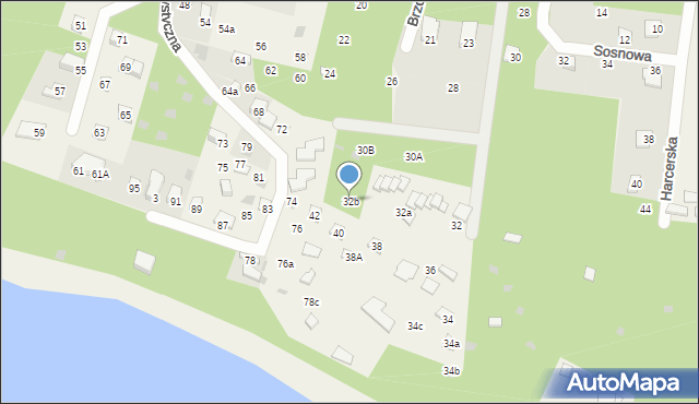Ocypel, Brzozowa, 32b, mapa Ocypel