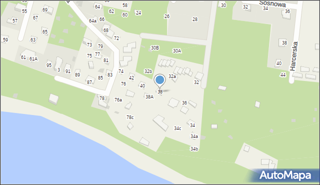 Ocypel, Brzozowa, 38, mapa Ocypel