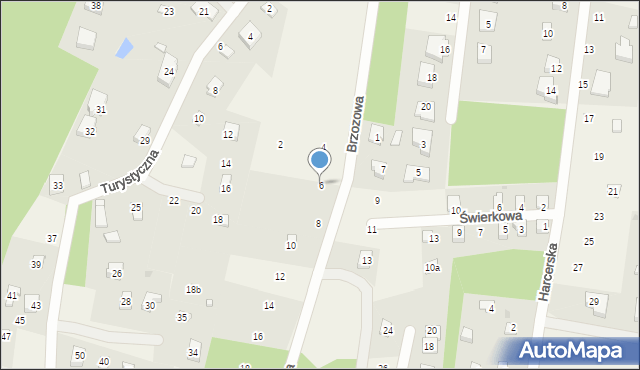 Ocypel, Brzozowa, 6, mapa Ocypel