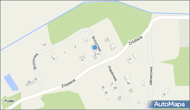 Odargowo, Brzozowa, 1, mapa Odargowo