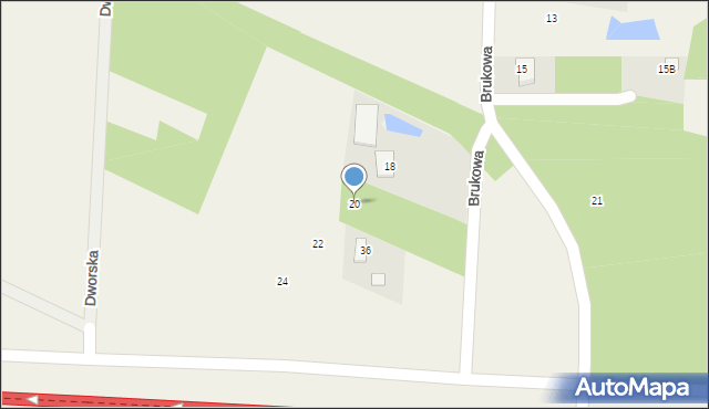 Olesin, Brukowa, 20, mapa Olesin