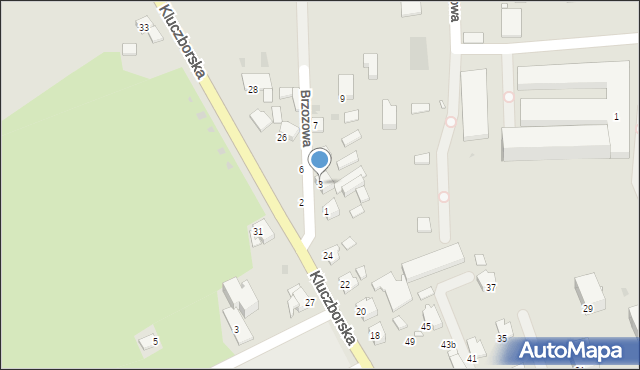 Olesno, Brzozowa, 3, mapa Olesno