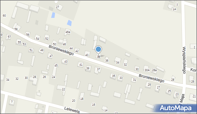 Olszewo-Borki, Broniewskiego Władysława, 38, mapa Olszewo-Borki