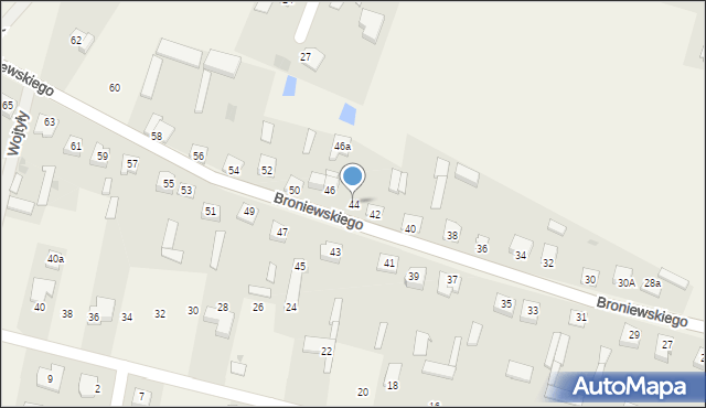 Olszewo-Borki, Broniewskiego Władysława, 44, mapa Olszewo-Borki