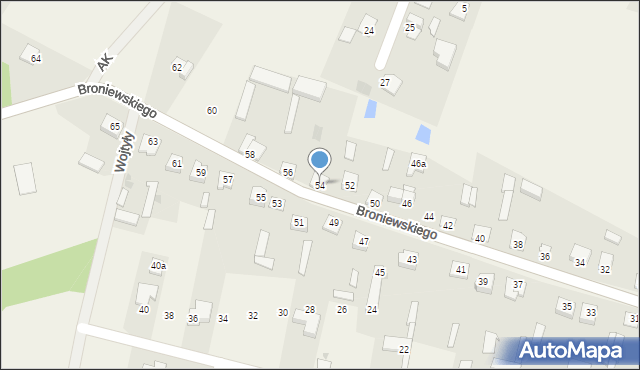 Olszewo-Borki, Broniewskiego Władysława, 54, mapa Olszewo-Borki