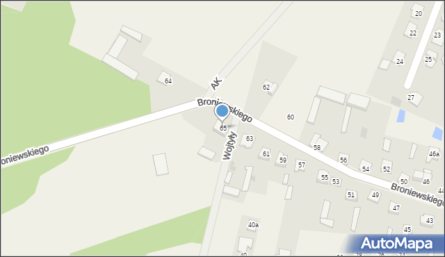 Olszewo-Borki, Broniewskiego Władysława, 65, mapa Olszewo-Borki