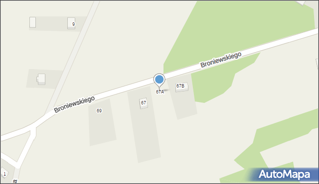 Olszewo-Borki, Broniewskiego Władysława, 67A, mapa Olszewo-Borki