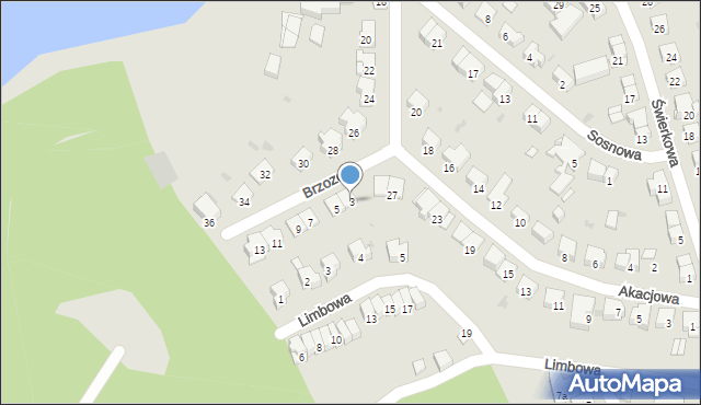 Olsztyn, Brzozowa, 3, mapa Olsztyna