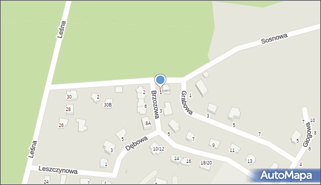 Olsztynek, Brzozowa, 1, mapa Olsztynek