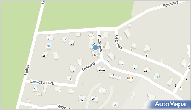 Olsztynek, Brzozowa, 8A, mapa Olsztynek