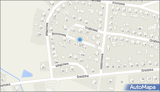 Orzechowo, Brzozowa, 3, mapa Orzechowo