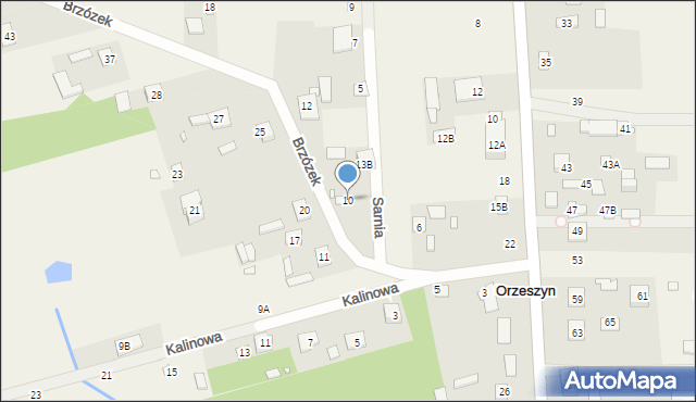 Orzeszyn, Brzózek, 10, mapa Orzeszyn