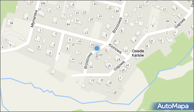 Osiedle Kaniów, Brzozowa, 12, mapa Osiedle Kaniów