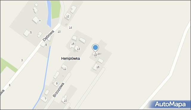 Osiek, Brzozowa, 12, mapa Osiek