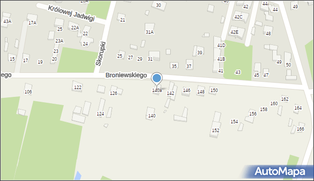 Ossów, Broniewskiego Władysława, 140a, mapa Ossów