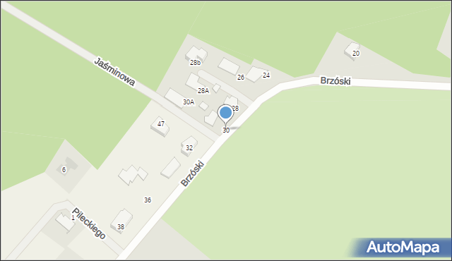 Ostrołęka, Brzóski Stanisława, ks., 30, mapa Ostrołęka
