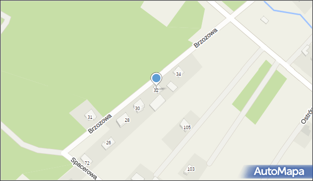 Ostrów, Brzozowa, 32, mapa Ostrów
