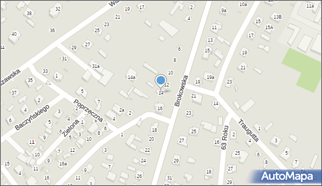 Ostrów Mazowiecka, Brokowska, 14, mapa Ostrów Mazowiecka