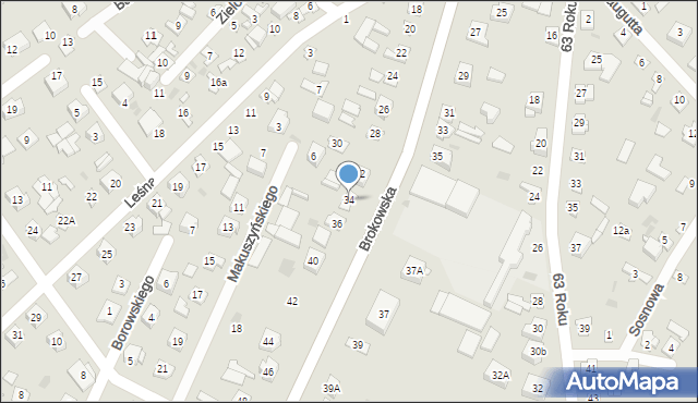 Ostrów Mazowiecka, Brokowska, 34, mapa Ostrów Mazowiecka