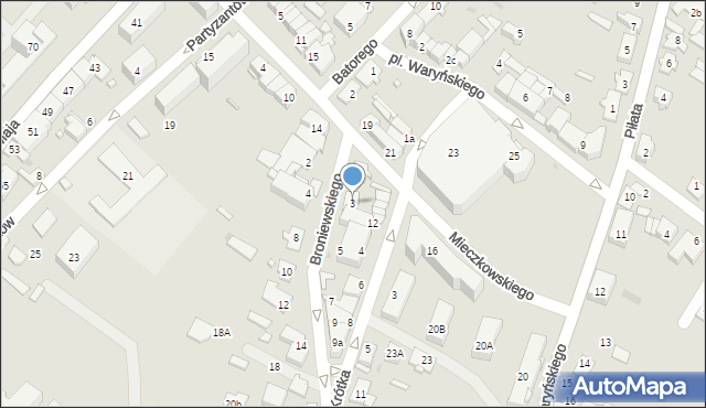 Ostrów Mazowiecka, Broniewskiego Władysława, 3, mapa Ostrów Mazowiecka