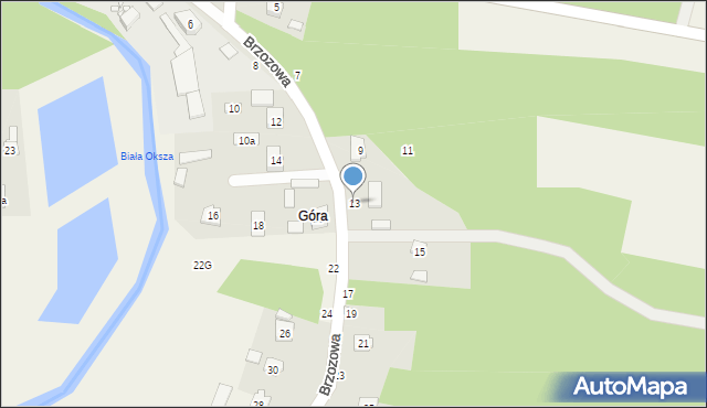 Ostrowy nad Okszą, Brzozowa, 13, mapa Ostrowy nad Okszą