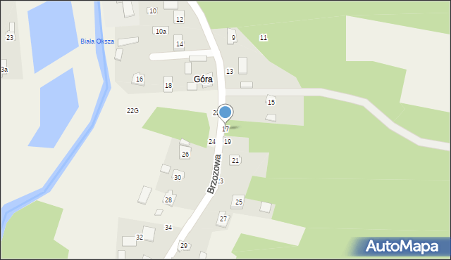 Ostrowy nad Okszą, Brzozowa, 17, mapa Ostrowy nad Okszą