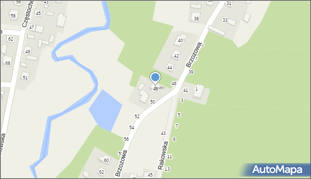 Ostrowy nad Okszą, Brzozowa, 48, mapa Ostrowy nad Okszą