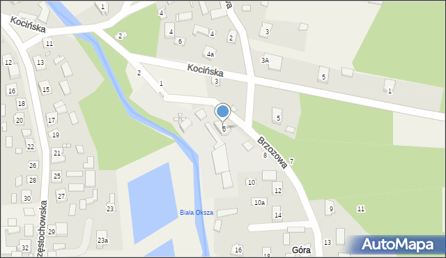 Ostrowy nad Okszą, Brzozowa, 6, mapa Ostrowy nad Okszą