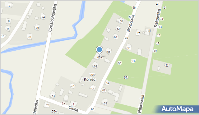 Ostrowy nad Okszą, Brzozowa, 66a, mapa Ostrowy nad Okszą