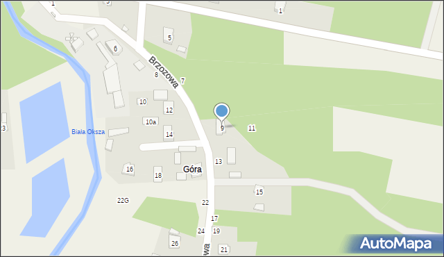 Ostrowy nad Okszą, Brzozowa, 9, mapa Ostrowy nad Okszą
