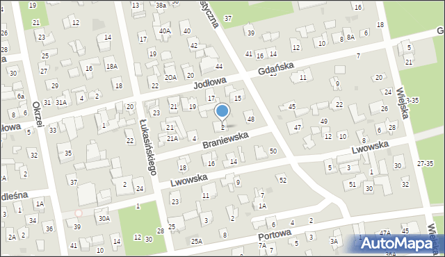 Otwock, Braniewska, 2, mapa Otwock