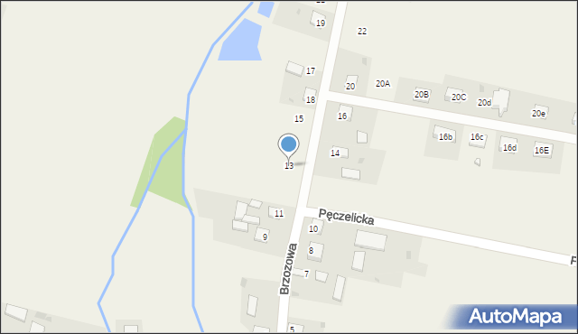 Owczary, Brzozowa, 13, mapa Owczary
